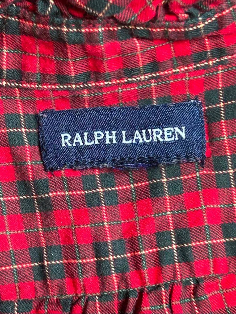 Vintage Ralph Lauren Girl’s Tartan Plaid Dress Ruffle Trim Cottagecore Farm Sz M